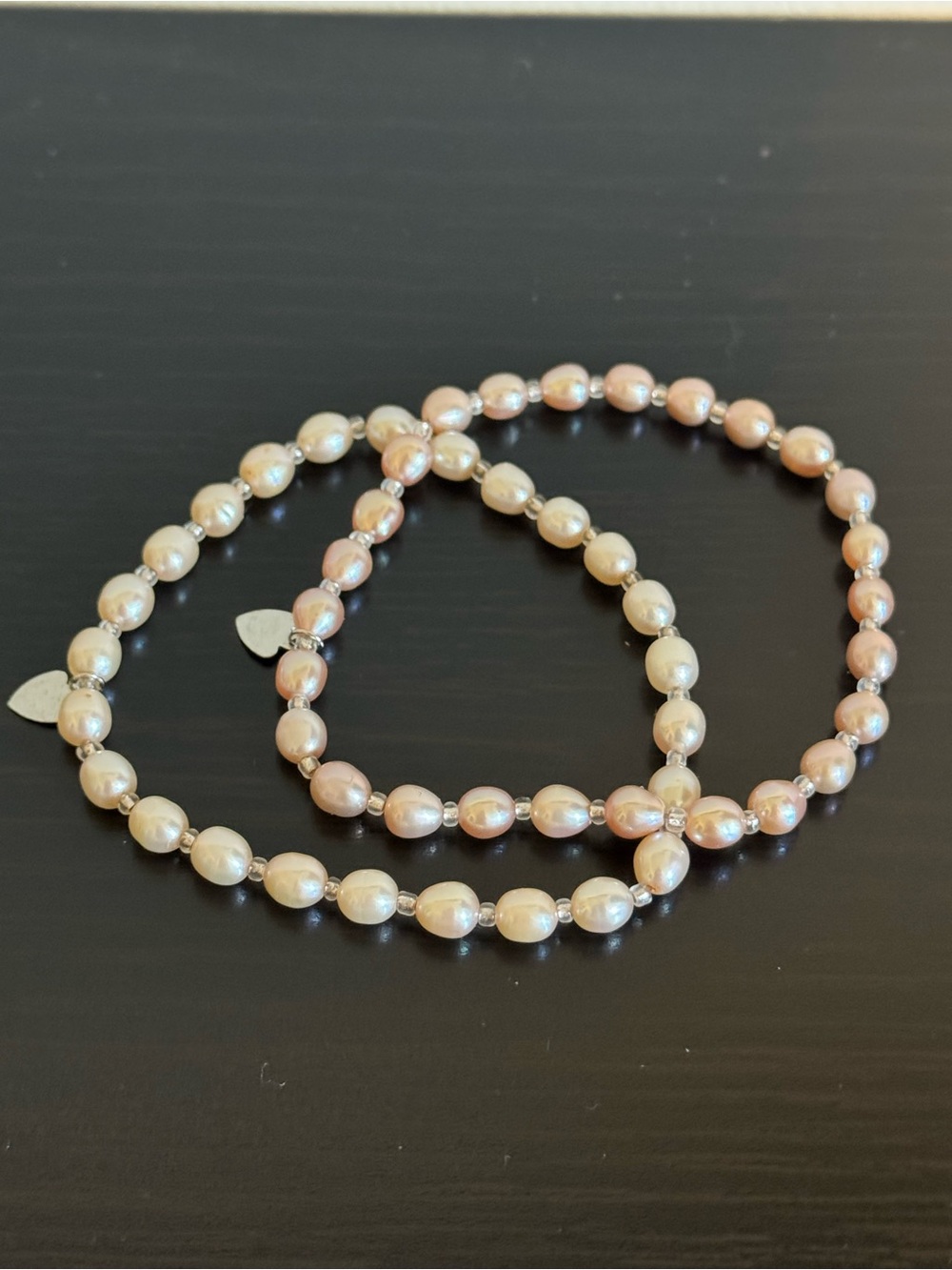 Faux Pearl Stretch Bracelet Set - Blush & Cream